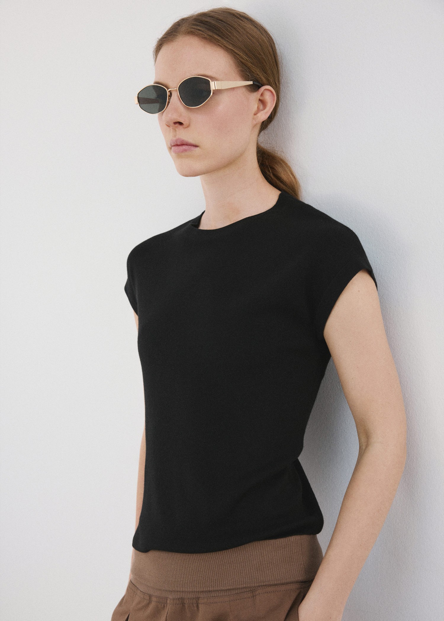 Shortsleeved Knitted Cotton Sweate