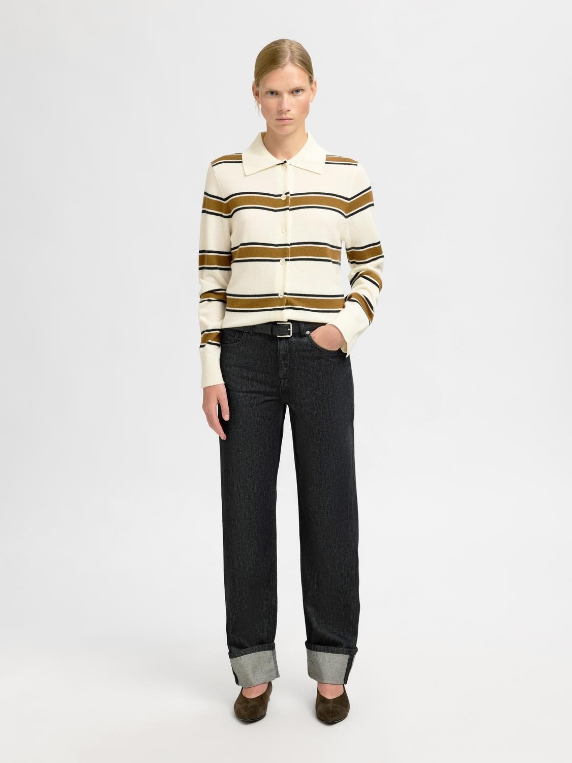 Slfthea LS Knit Button Collar Neck