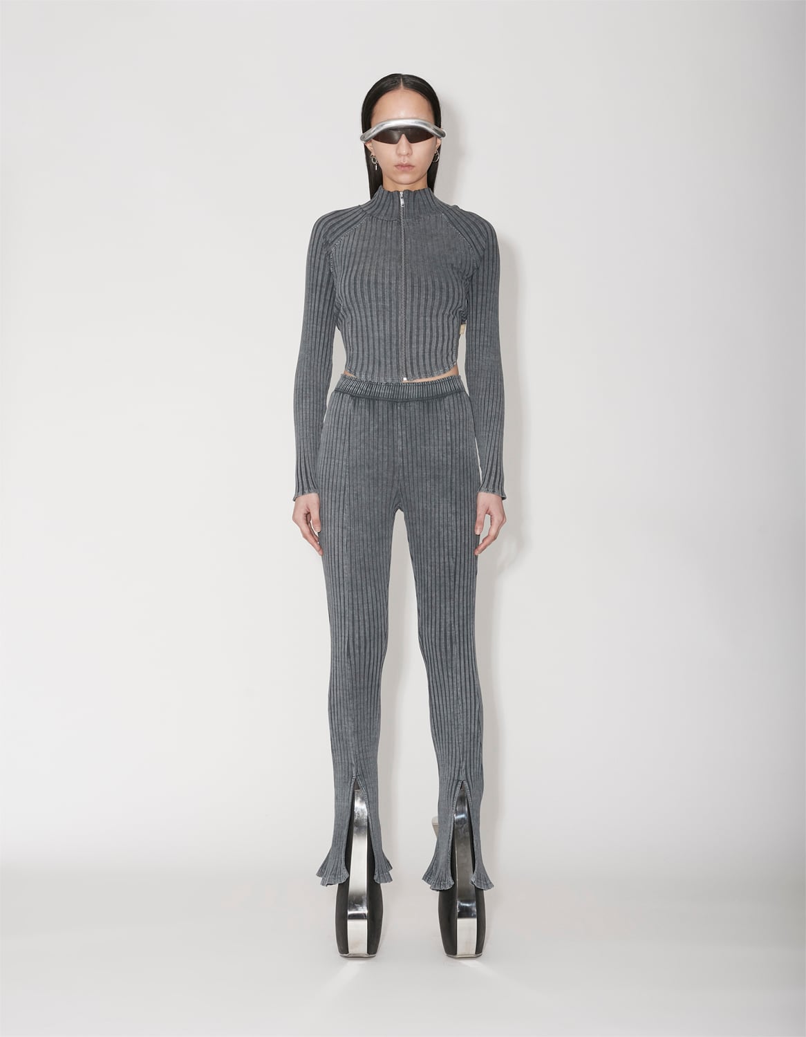 Jersey Rib Slit Trousers