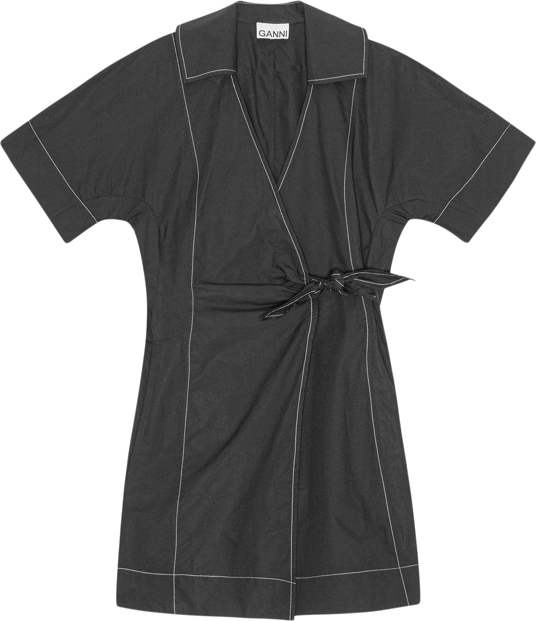 Cotton Poplin Wrap Mini Dress