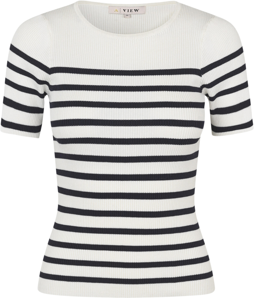 Rib Stripe Short Sleeve Top