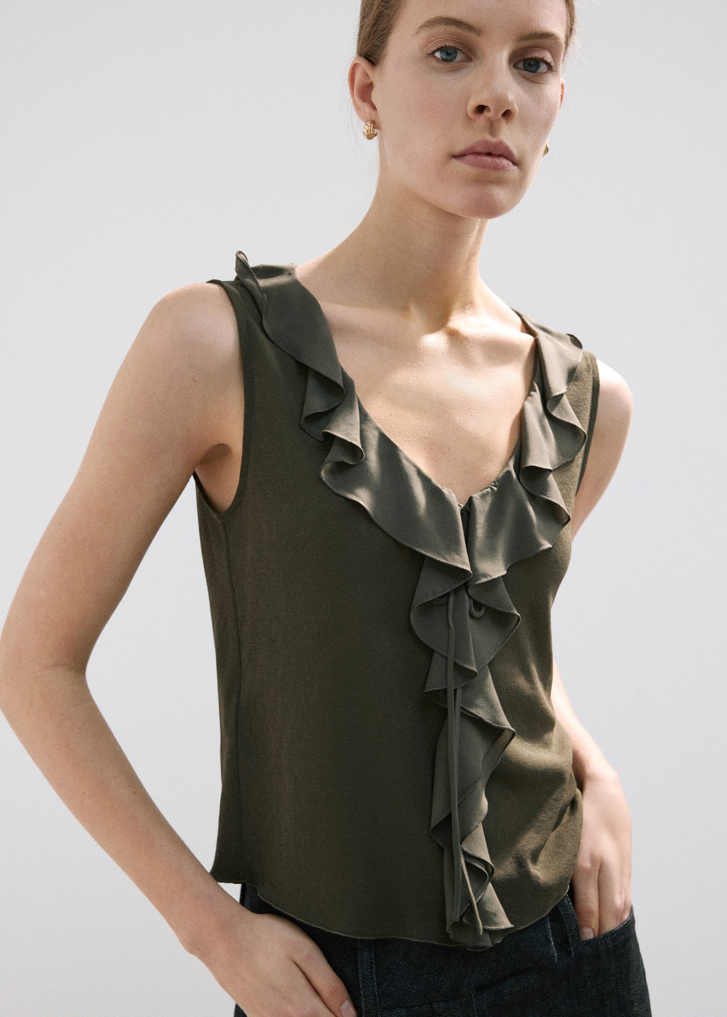 Ruffled Vneck top