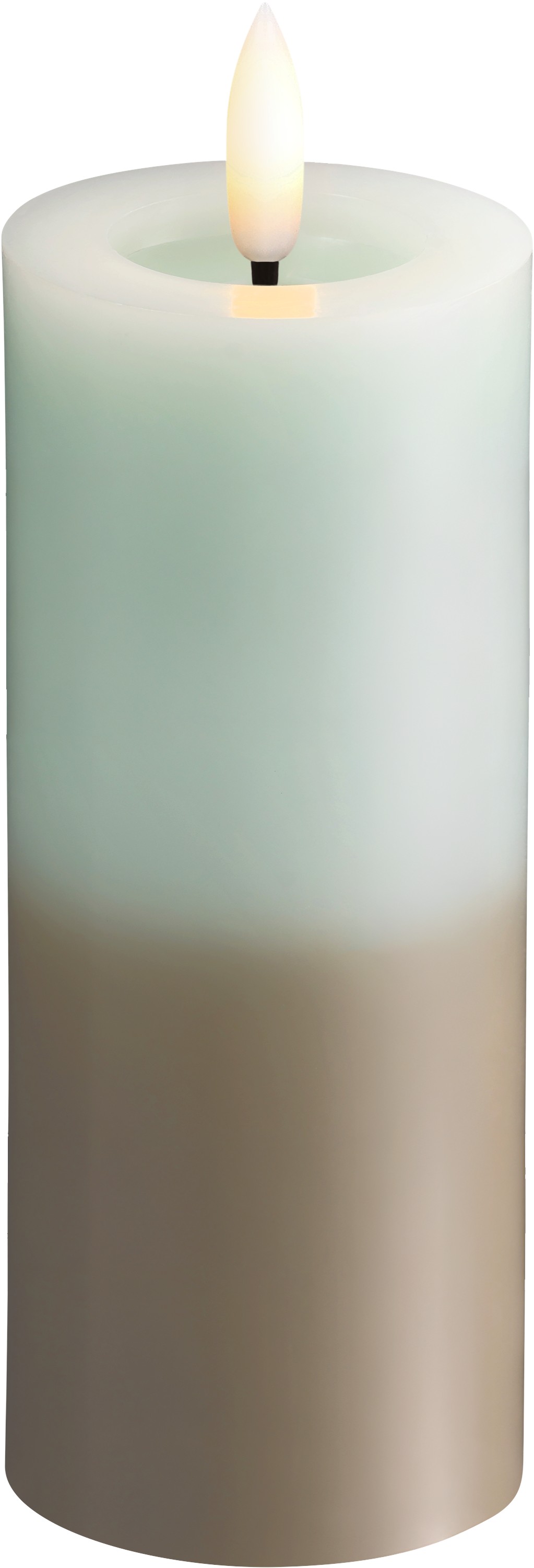 MM LED Pillar Candle, Silk, Melted, Multicolour Green, 49×1