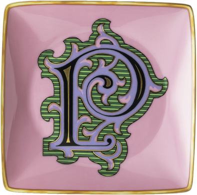 Bowl 12cm Sq. Flat Holiday Alphabet P Versace
