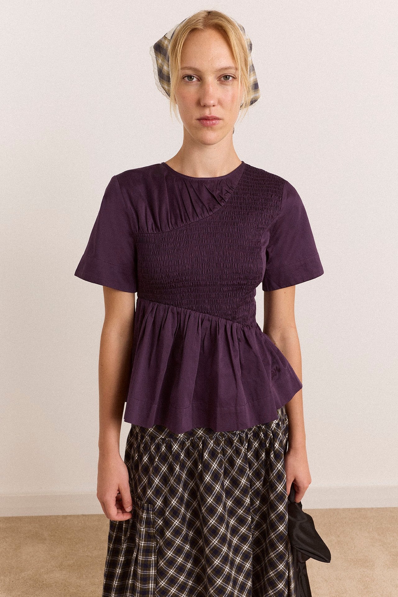 Emmy Shirred TOP Plum