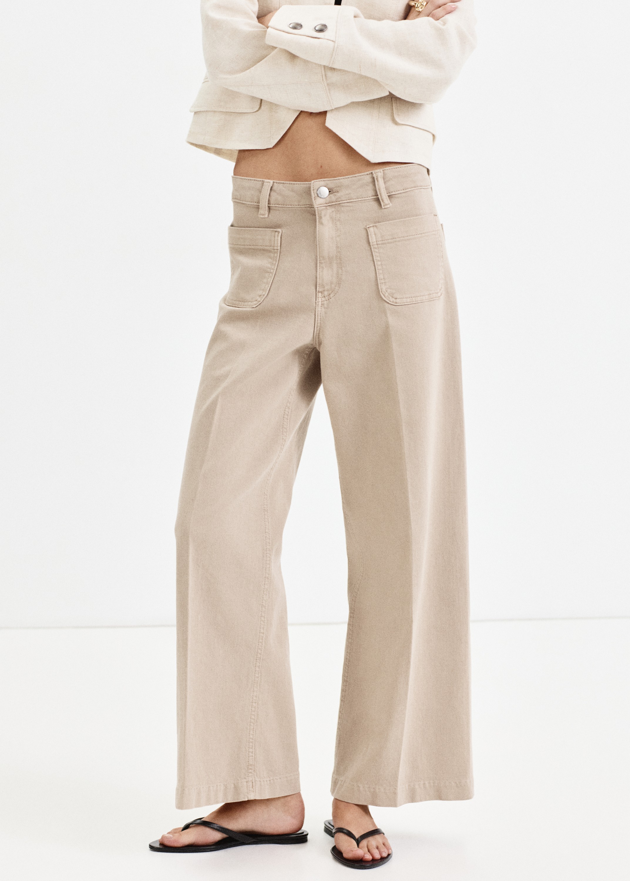 Wideleg Patch Pocket Jeans