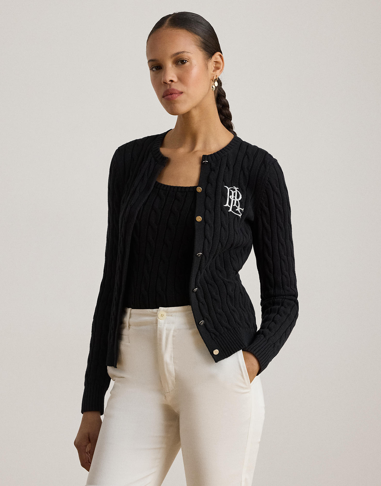 Cableknit Cotton Cardigan