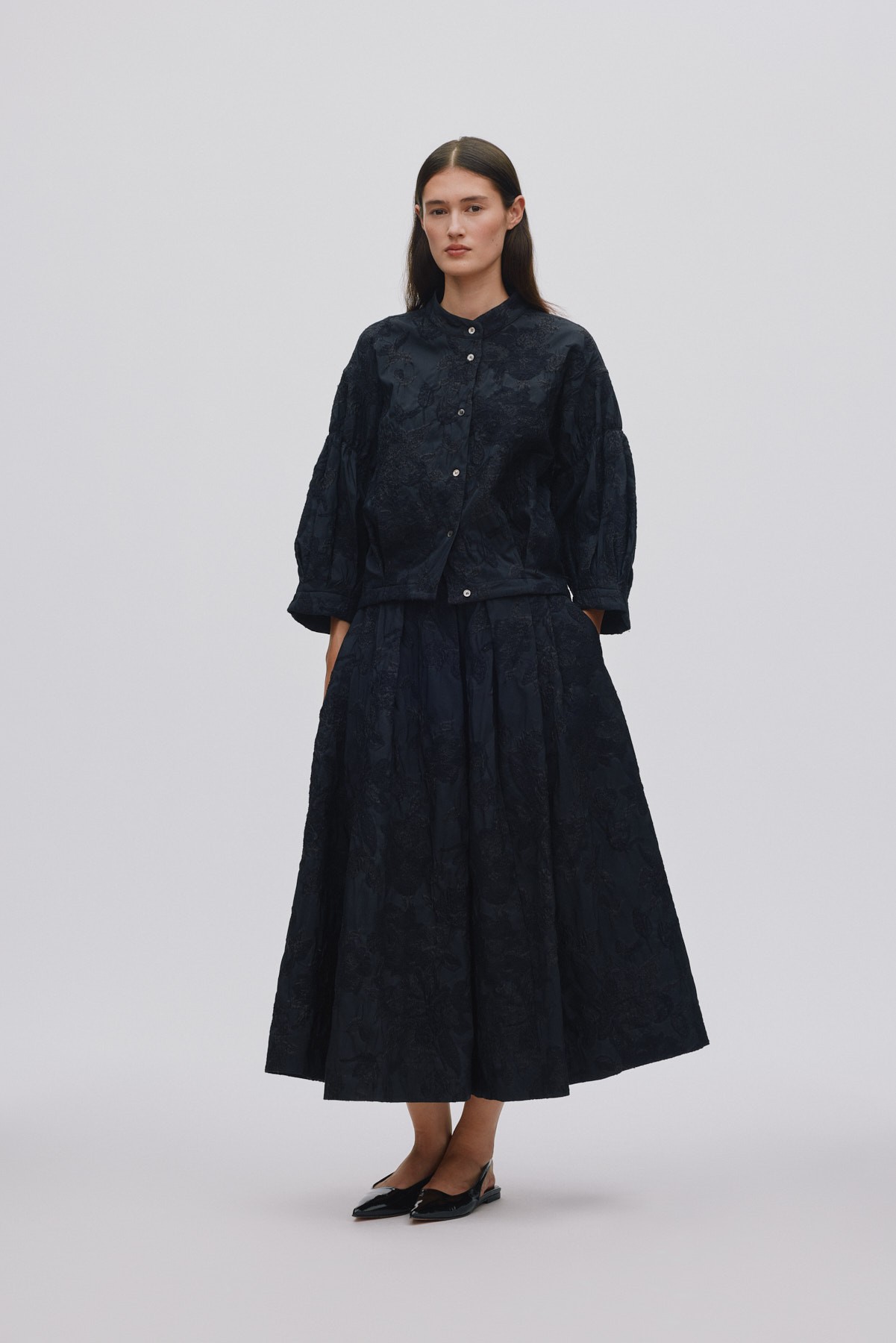 Clipped Jacquard Full Skirt Bisha
