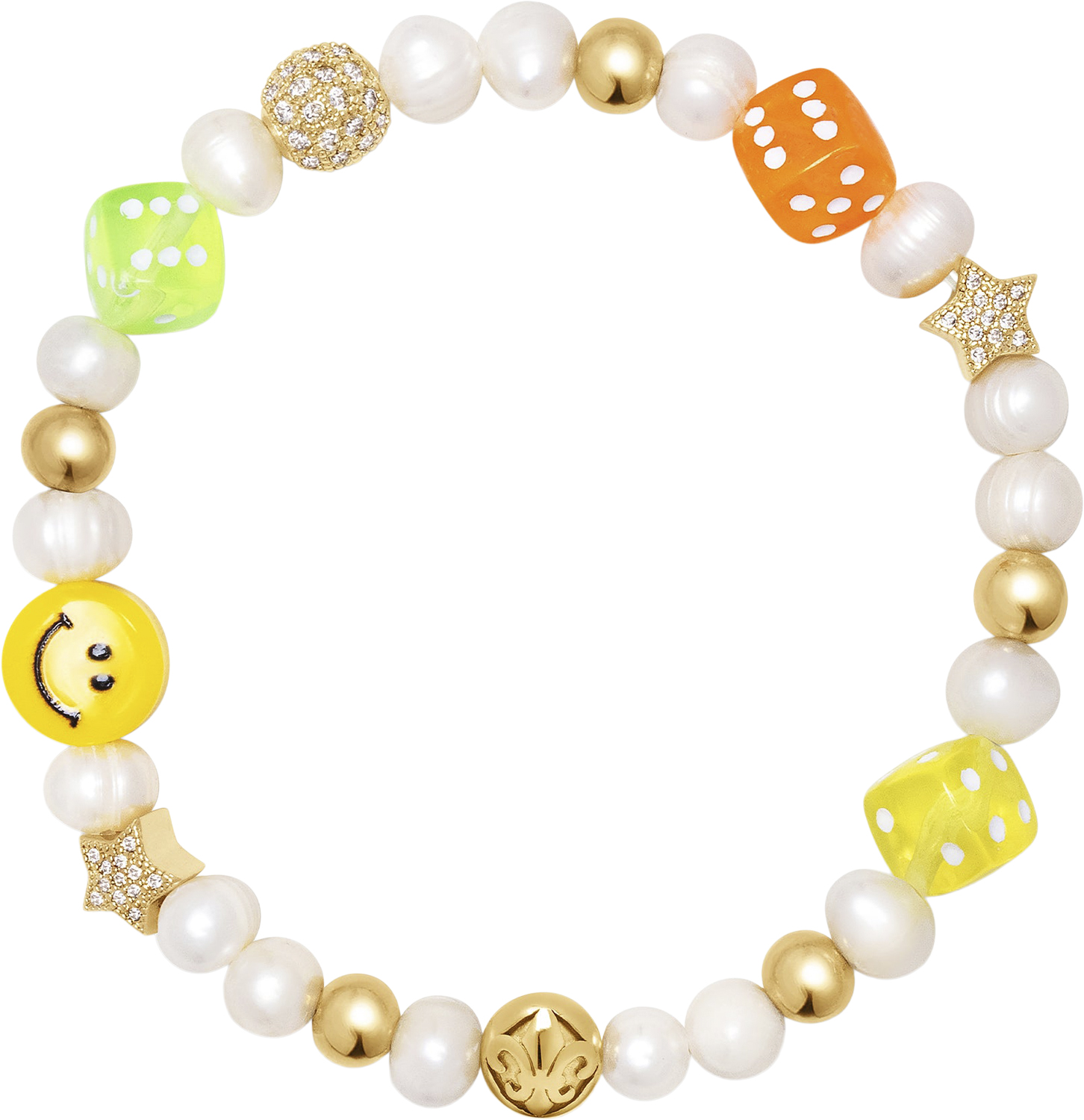Men&# ; Pair Dice Pearl Bracelet