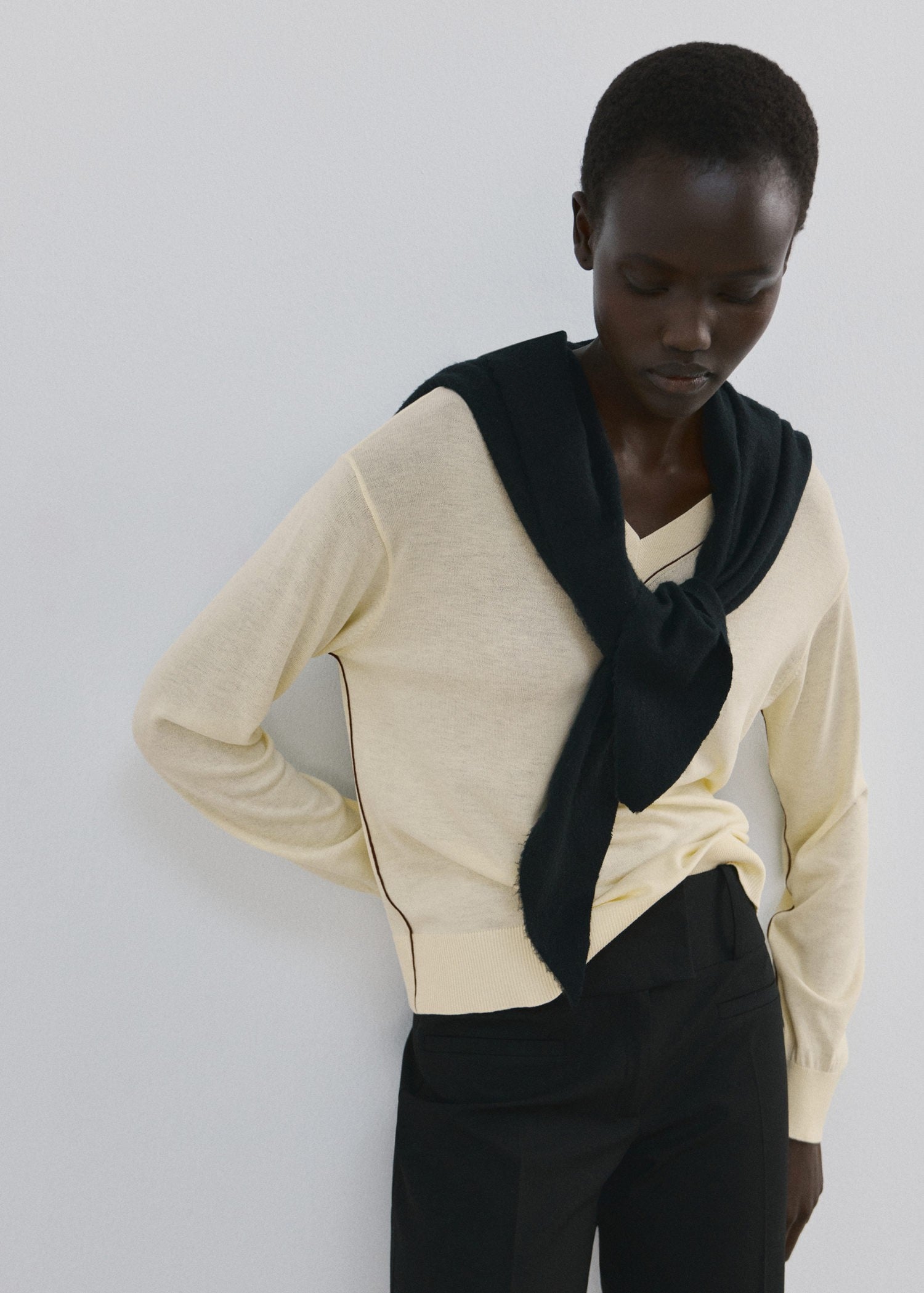 Vneck Sweater With Contrasting tri