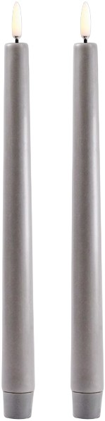 LED Taper Candle, Grey, Smooth, 2pack, 2,3x25 cm 6/24 - DKK 202 - Spar 25%