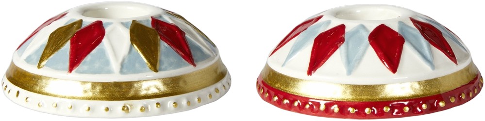 Lysestage M/harlekin 2ass D8x3 Keramik