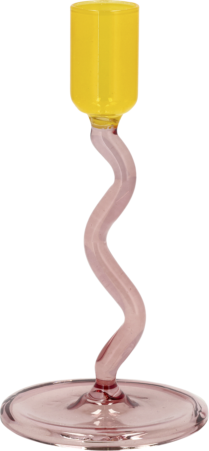 Lysestage Styles 8,5 x 15,3 cm Rosa/gul Glas