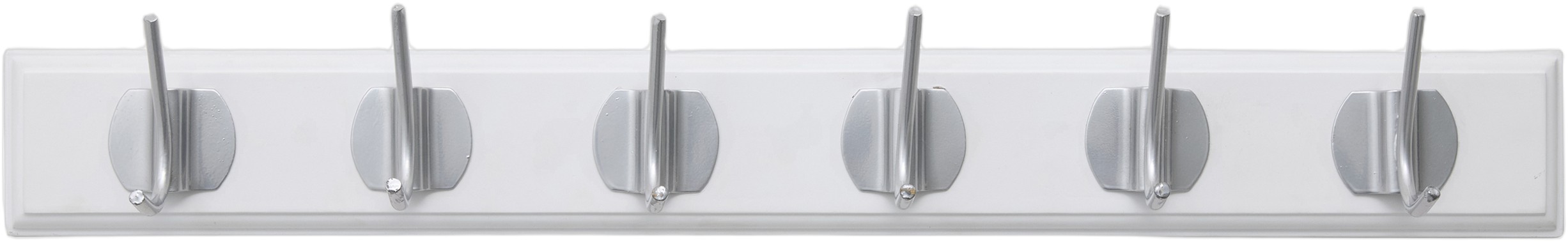 Edgy Coat Rack, 6 Hooks White w. Chrome Finish