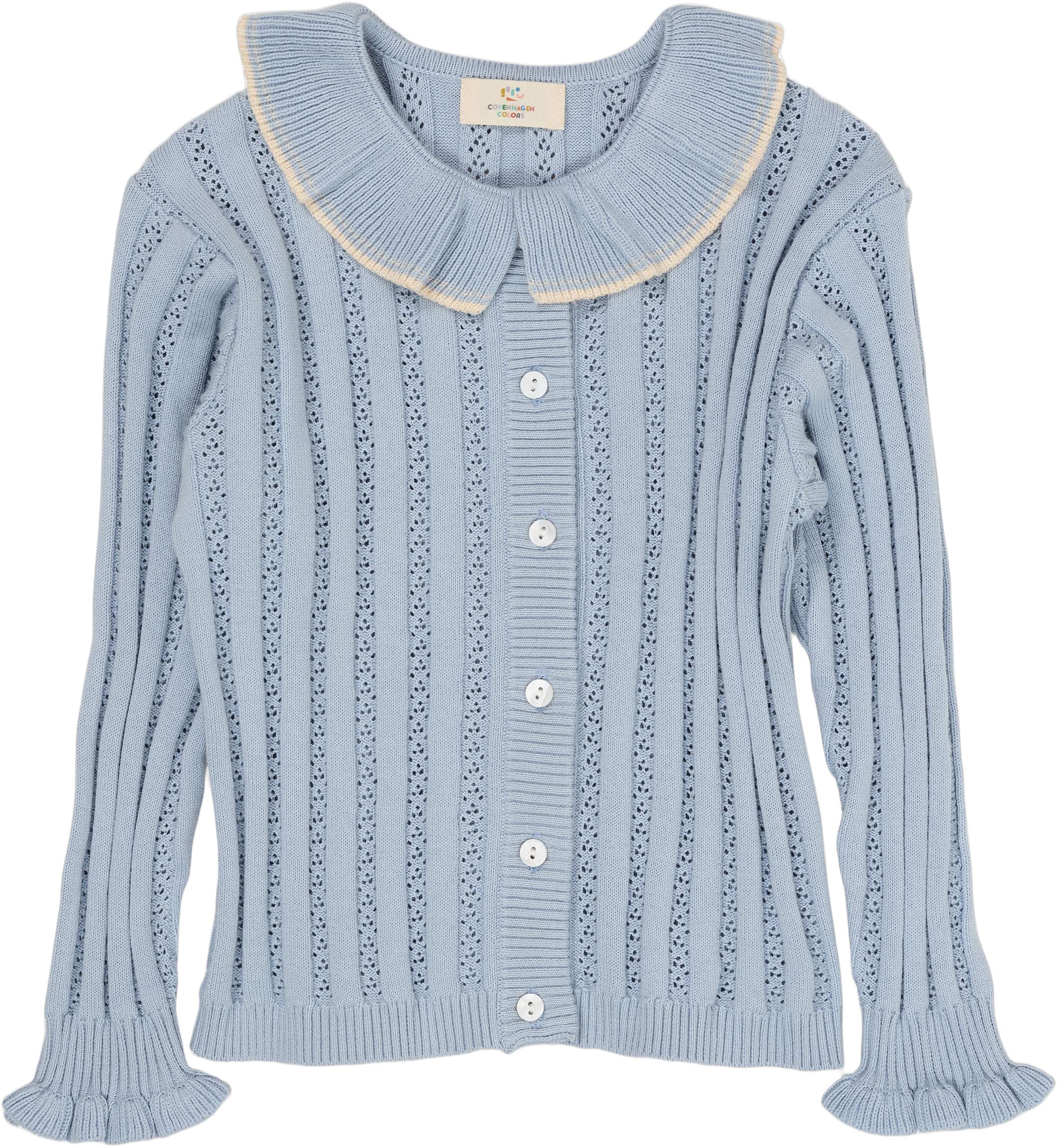 Knitted Pointelle Cardigan W Collar