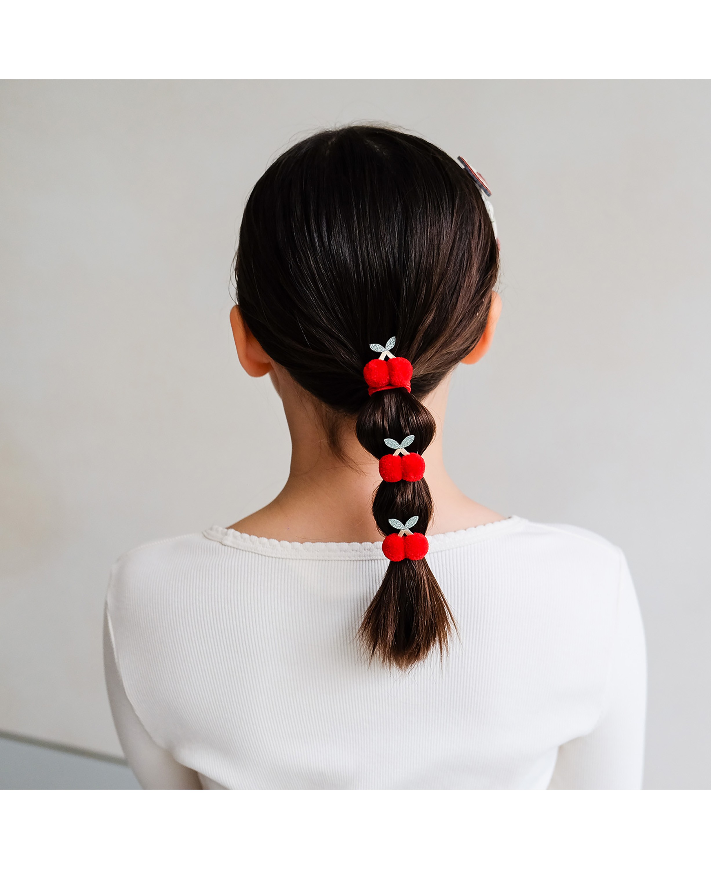 Mimi & Lula 4 Hårelastikker - Pom Pom Cherries Mon Cheri