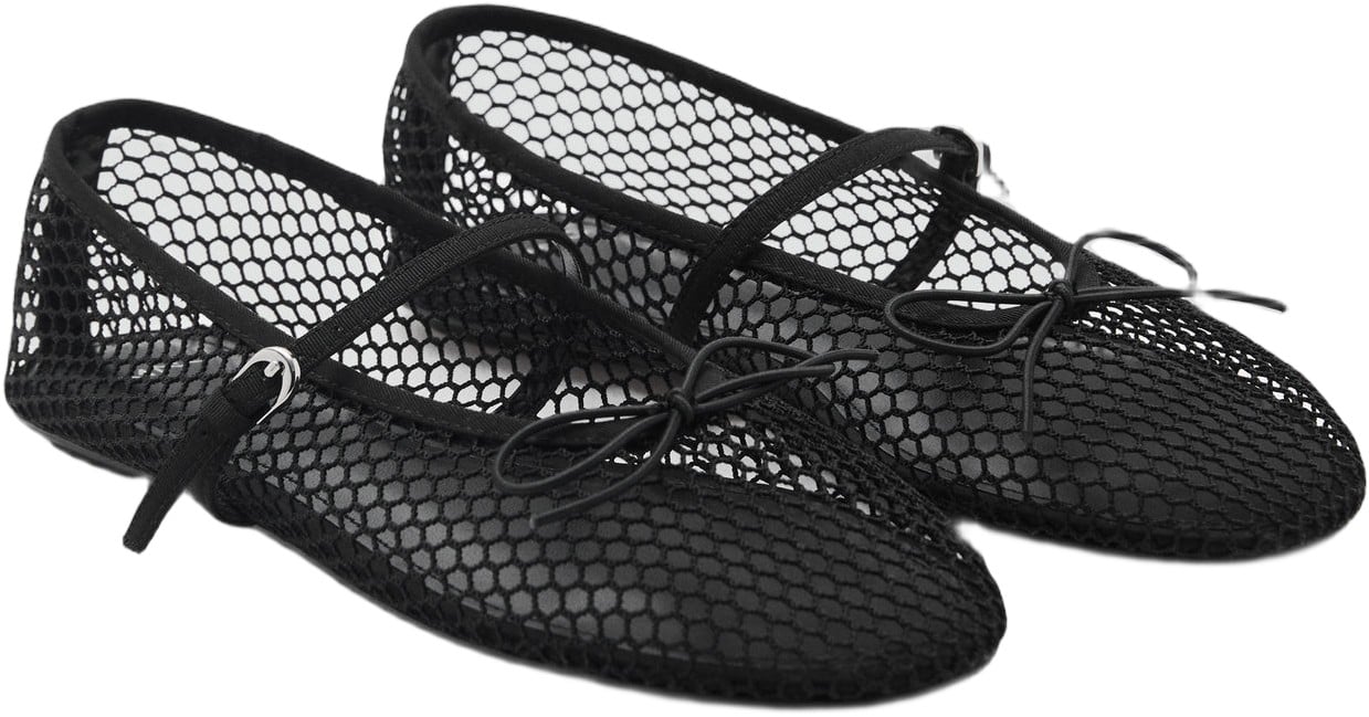 Mesh Ballet Flats With Strap and bu