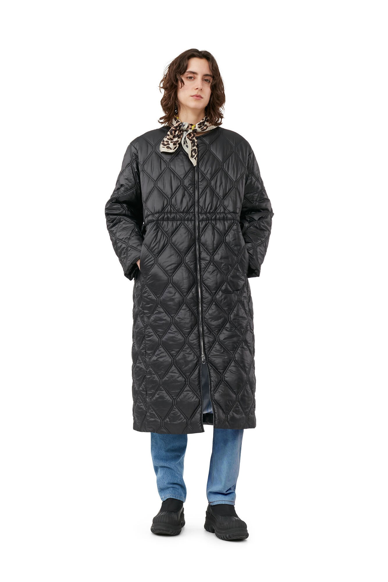Shiny Quilt Long Coat