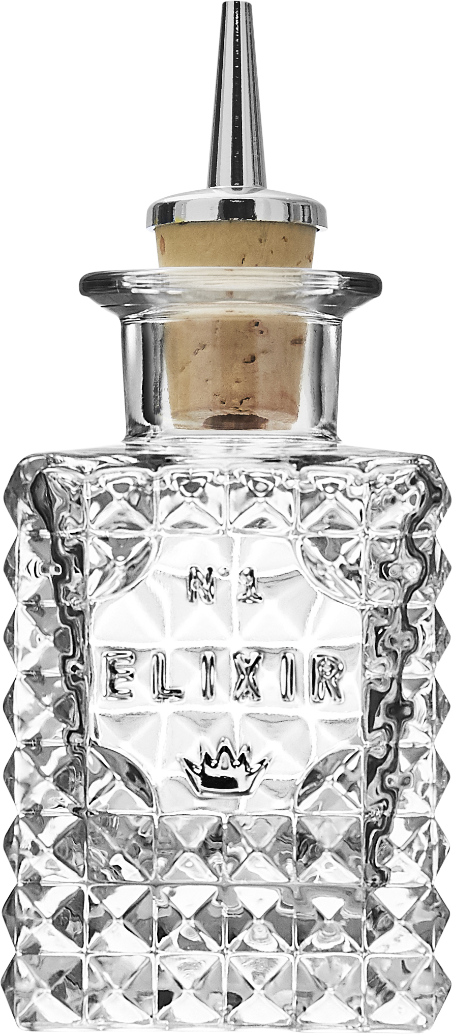 Elixir No1 Flaske med Skænkeprop Kvadrat 10 cl.