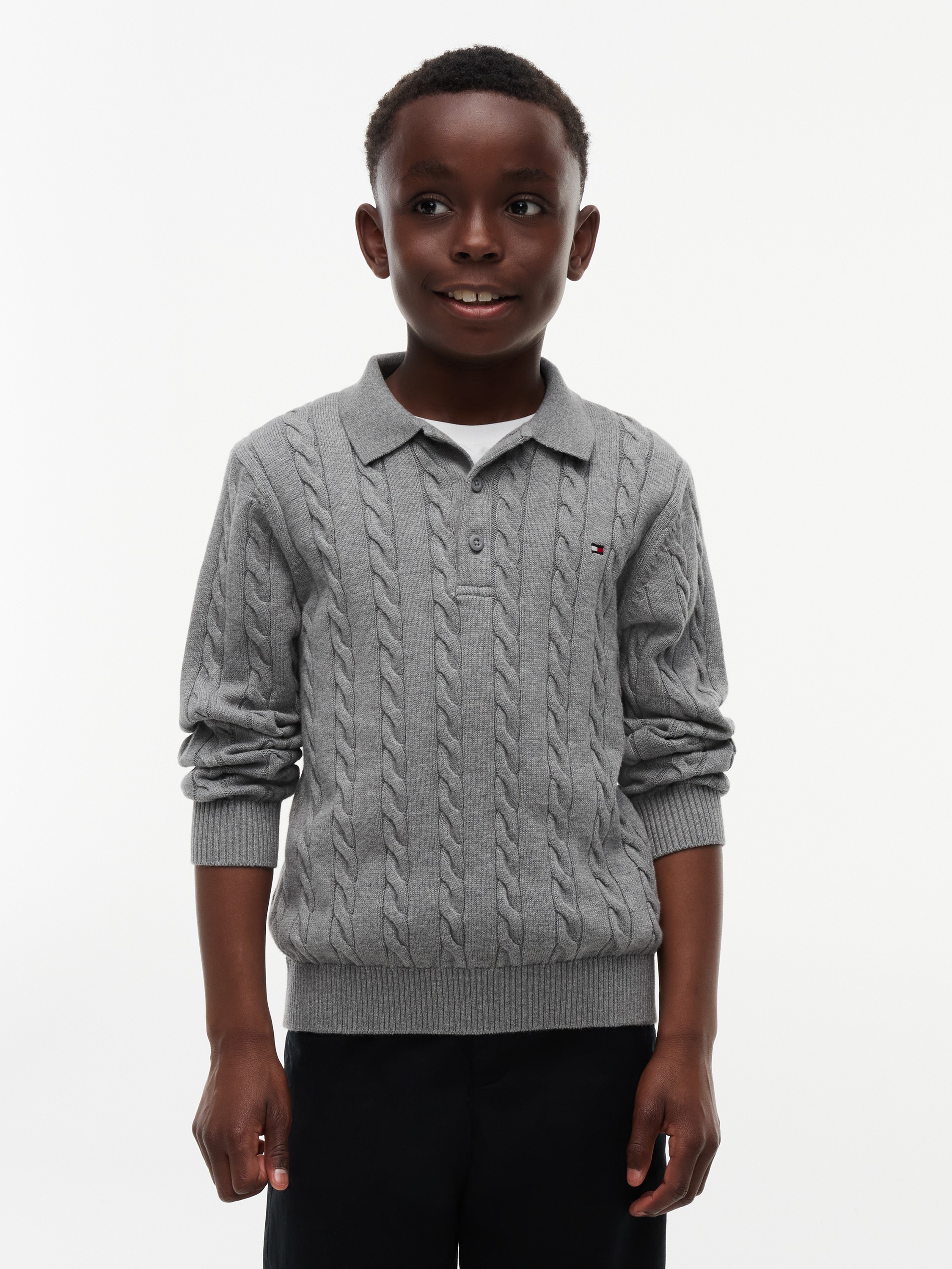 Cable Knit Polo Jumper