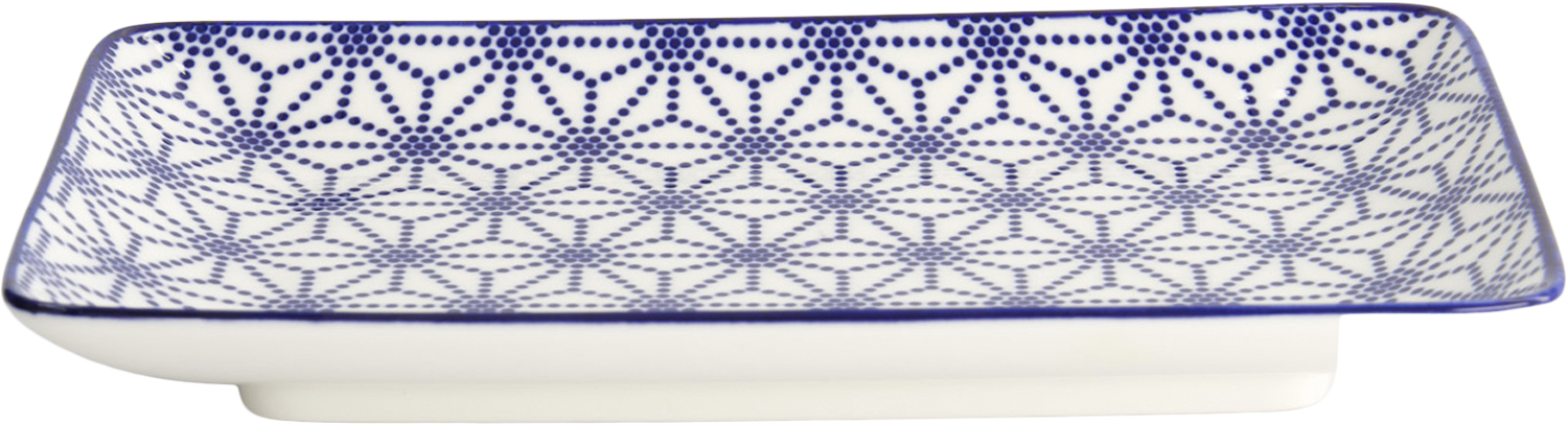 Nippon Blå Plade Rektangel 21x13,5cm Stjerne