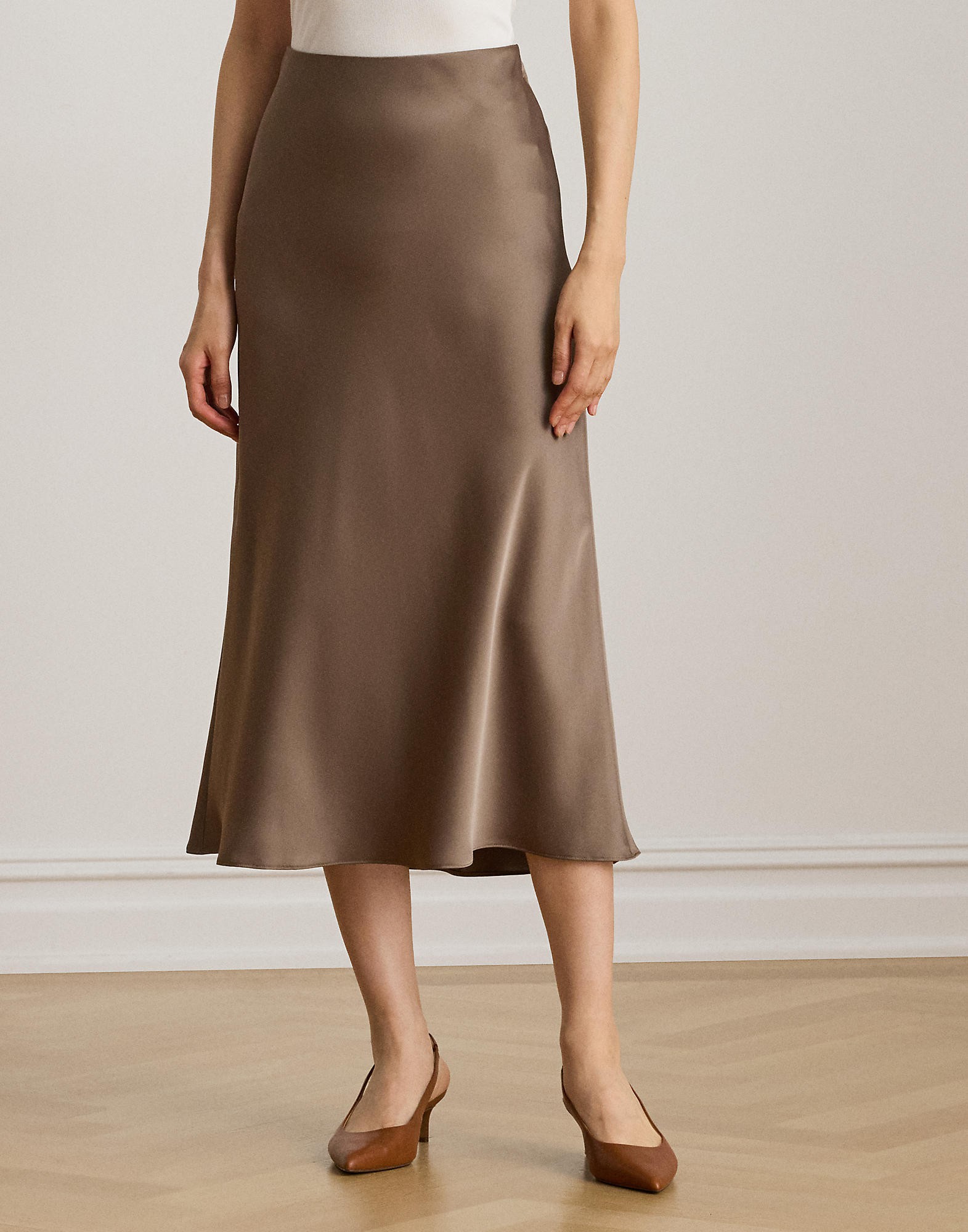 Satin Charmeuse Midi Skirt