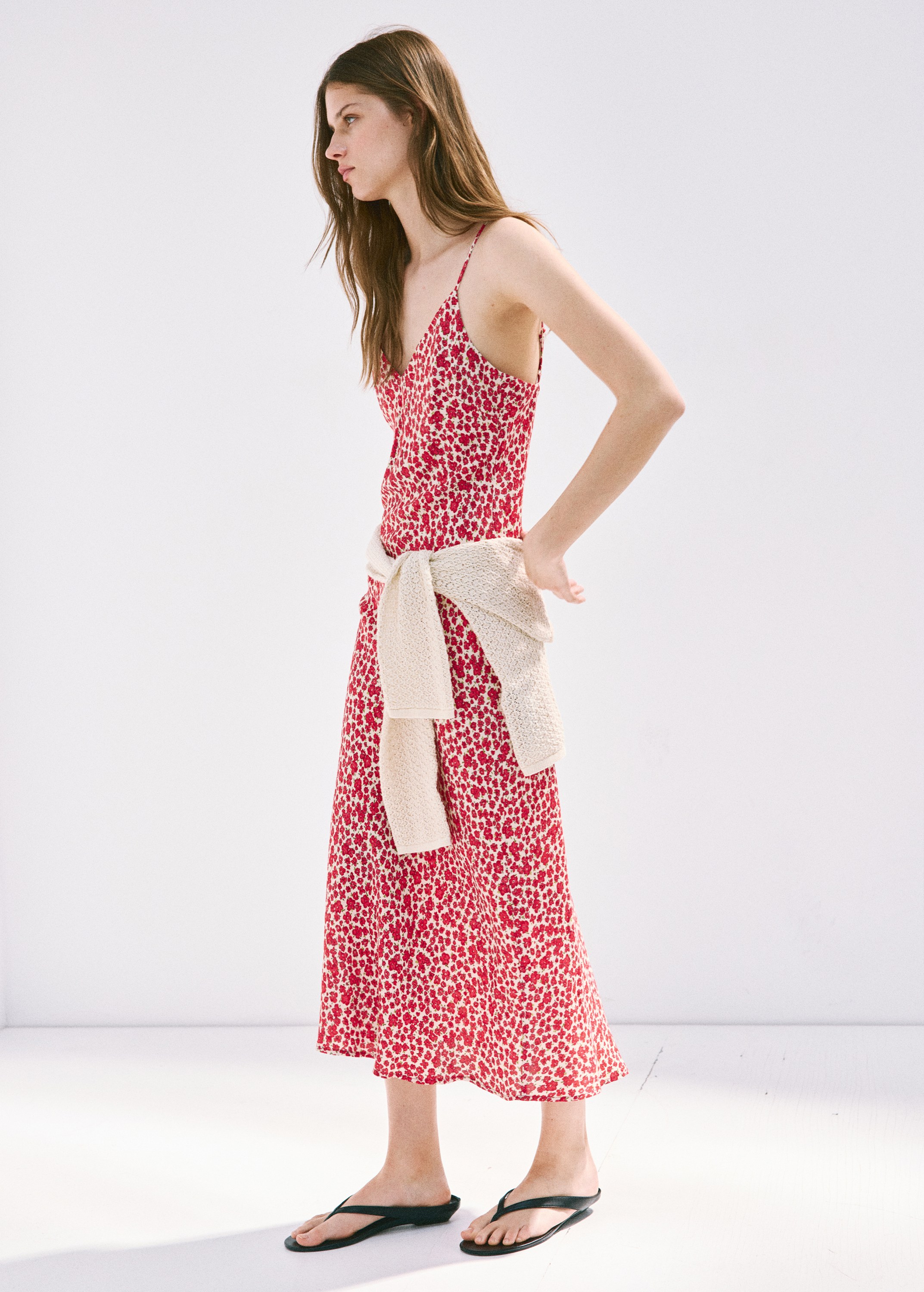 Vneck Print Dress