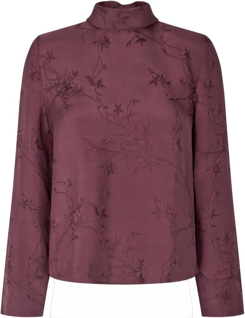 2548 Fluid Jacquard, Relaxed Tie Neck Blouse