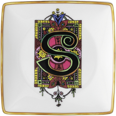 Bowl 12cm sq. Flat, Holiday Alphabet S, Versace