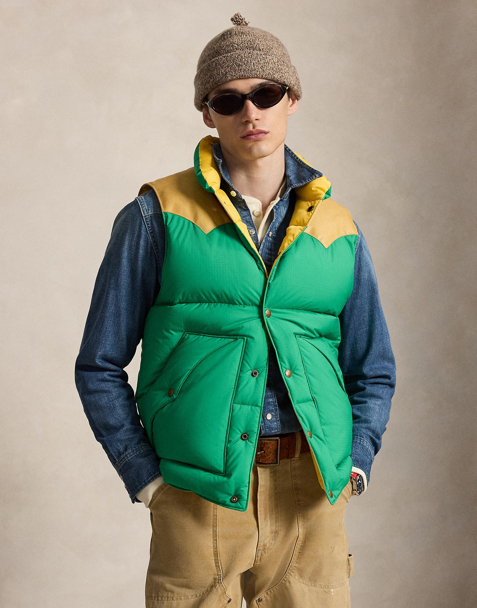 Leatheryoke Down Vest