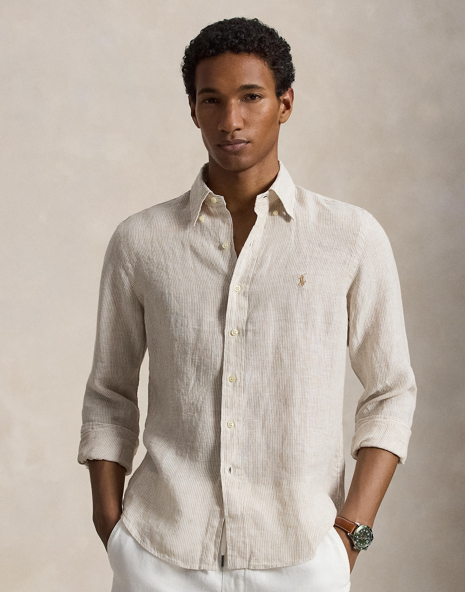 Custom Fit Striped Linen Shirt