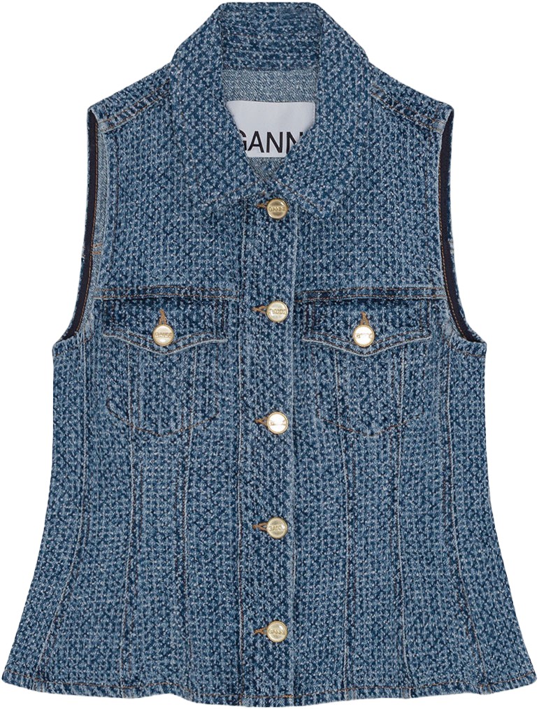 Fluffy Denim Fitted Top