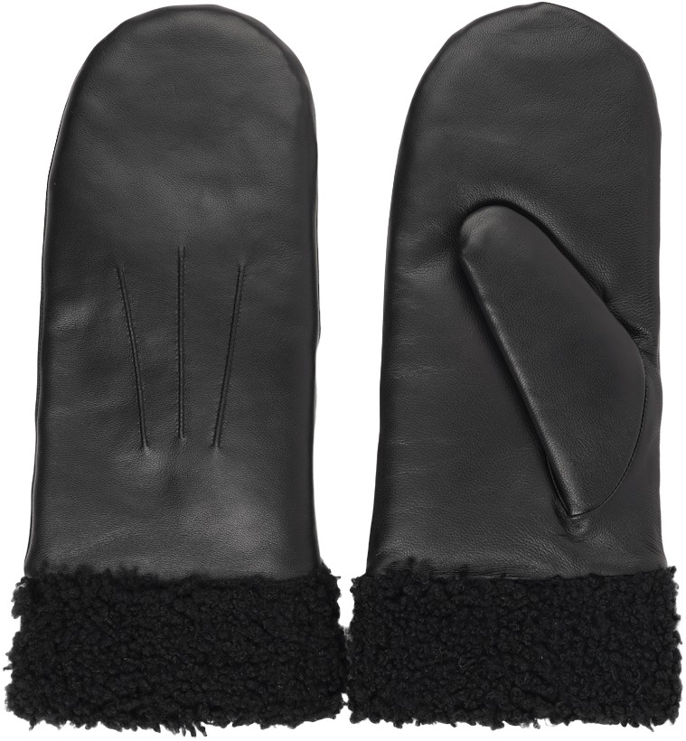 Matera Feminine Leather Mittens W/ Curly Shearling