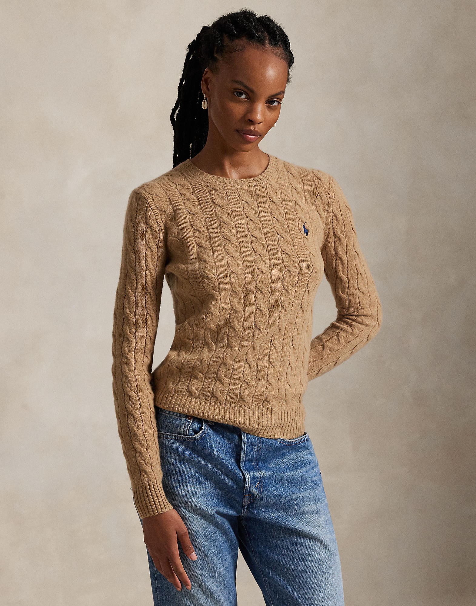 Cable Woolcashmere Crewneck Sweater