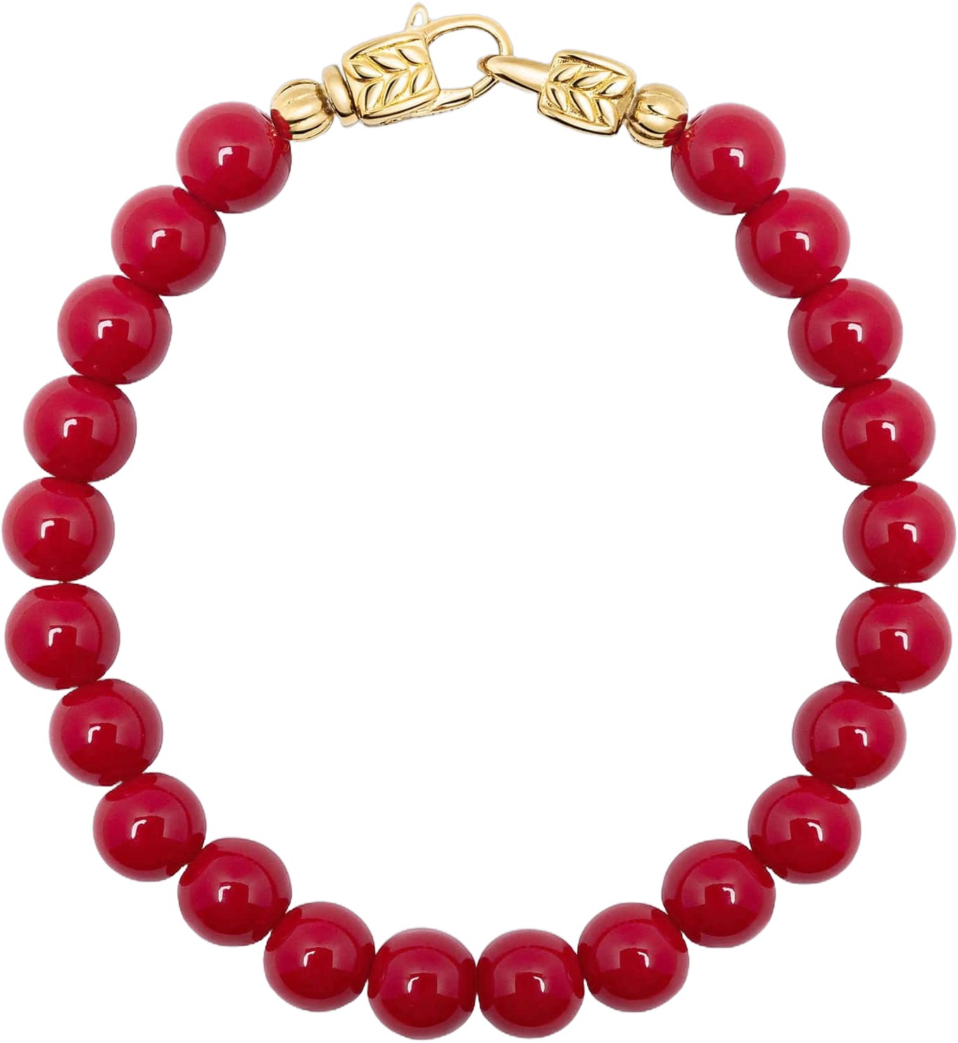 Red Jade Healing Bracelet With Gold Lock