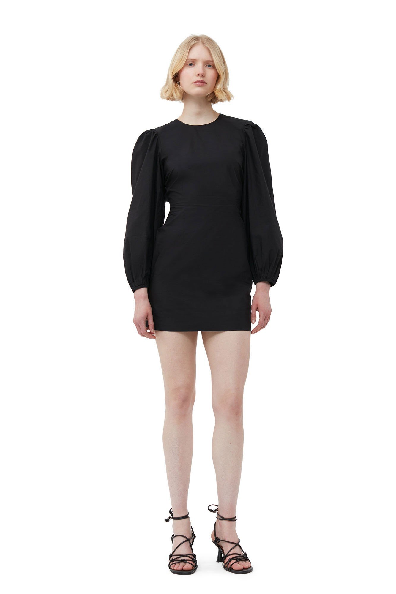 Cotton Poplin Open Back Mini Dress