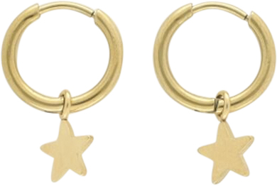 Small Hoop Earrings With Star Charm