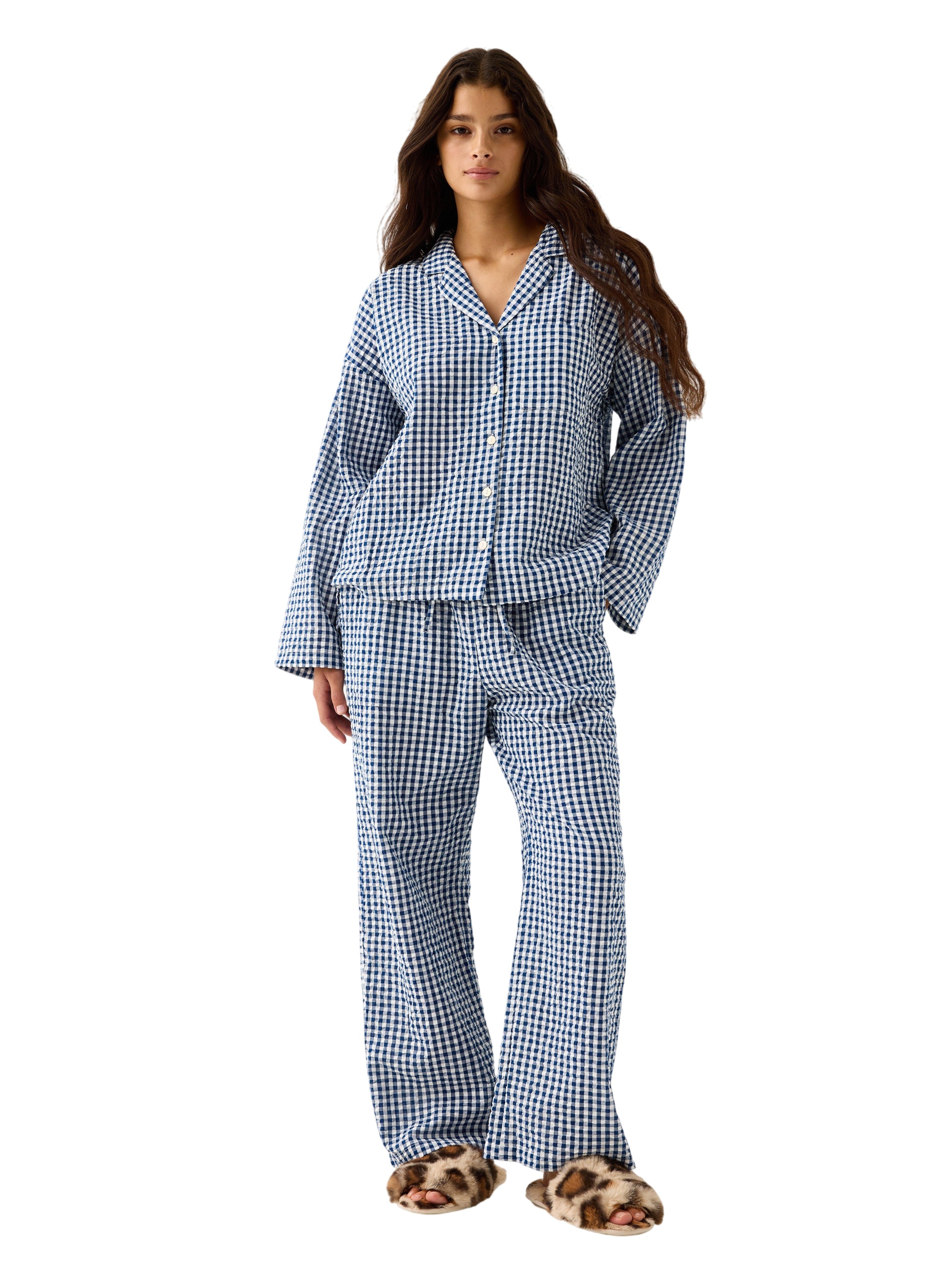 Pyjama Trousers in Soft Seersucker