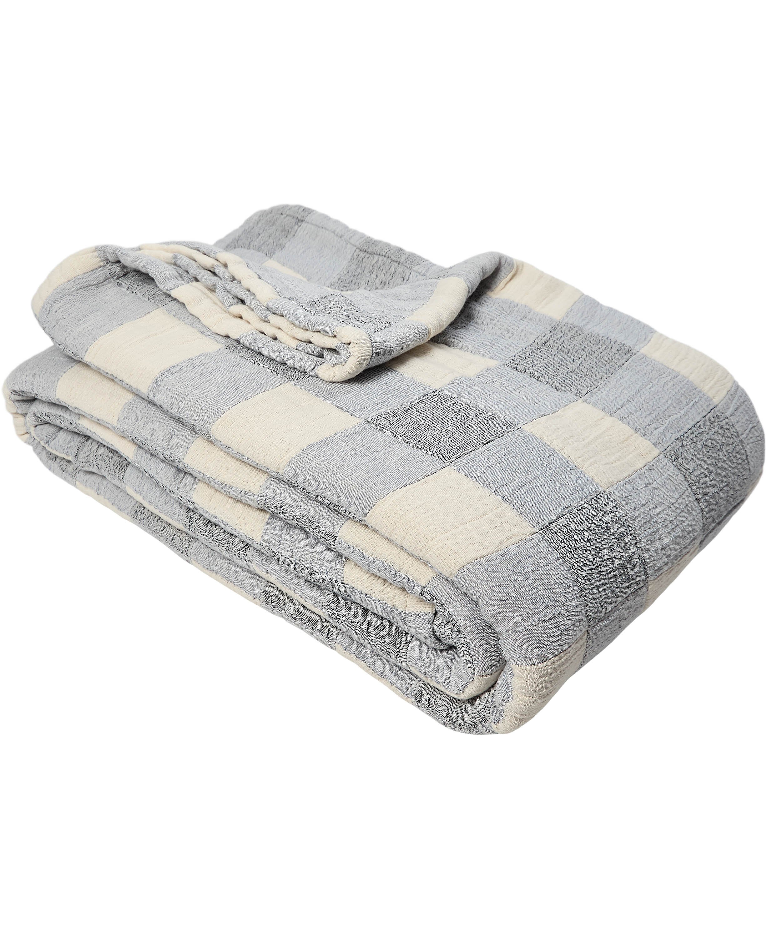 Bedspread 230x260cm Blue Check