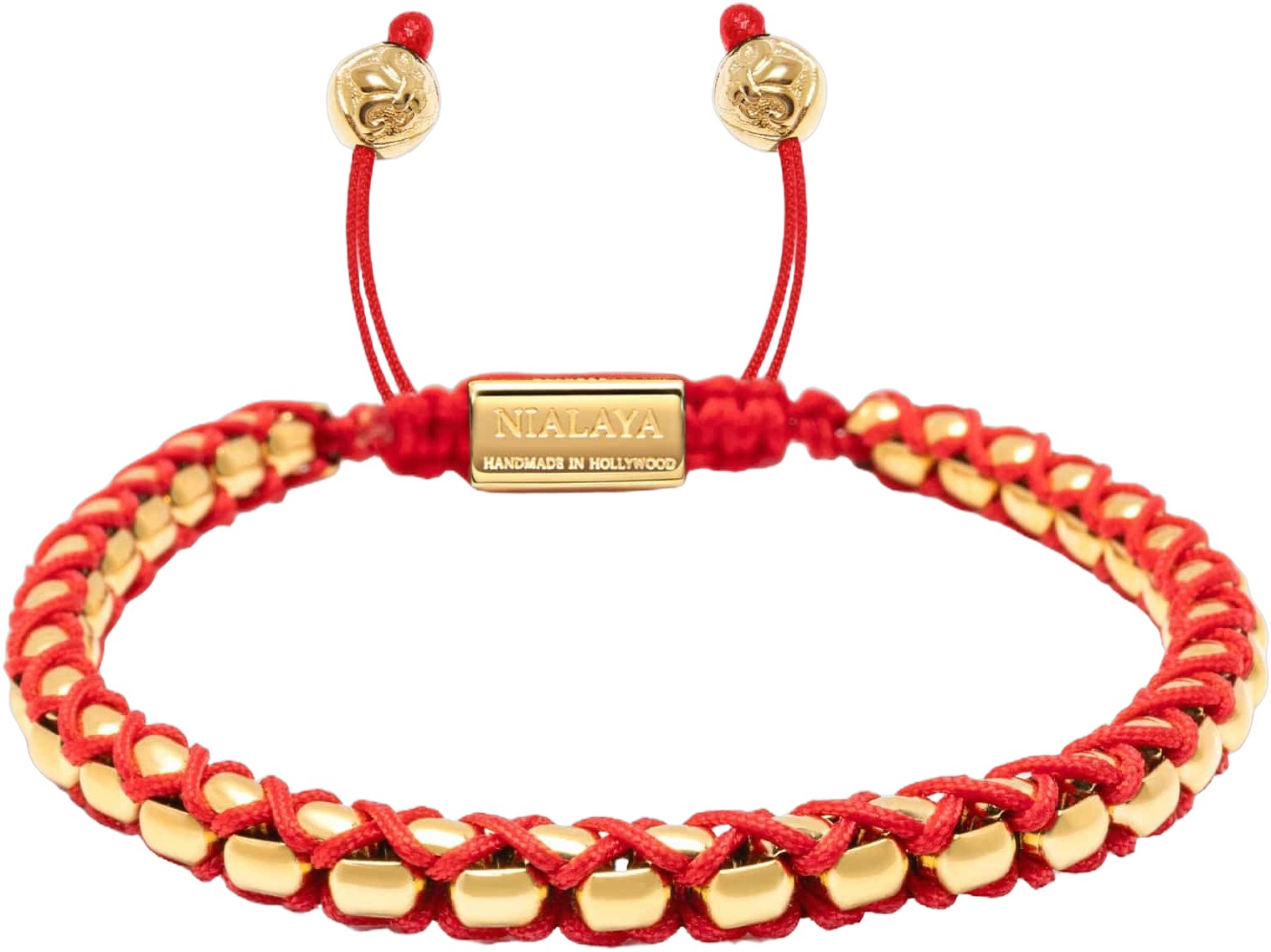 Red String Box Chain Bracelet in Gold