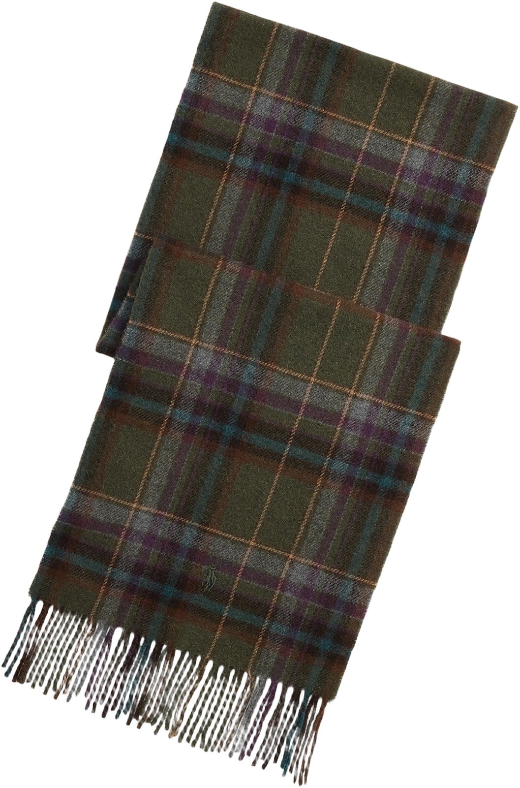 Plaid Fringe Wool Scarf