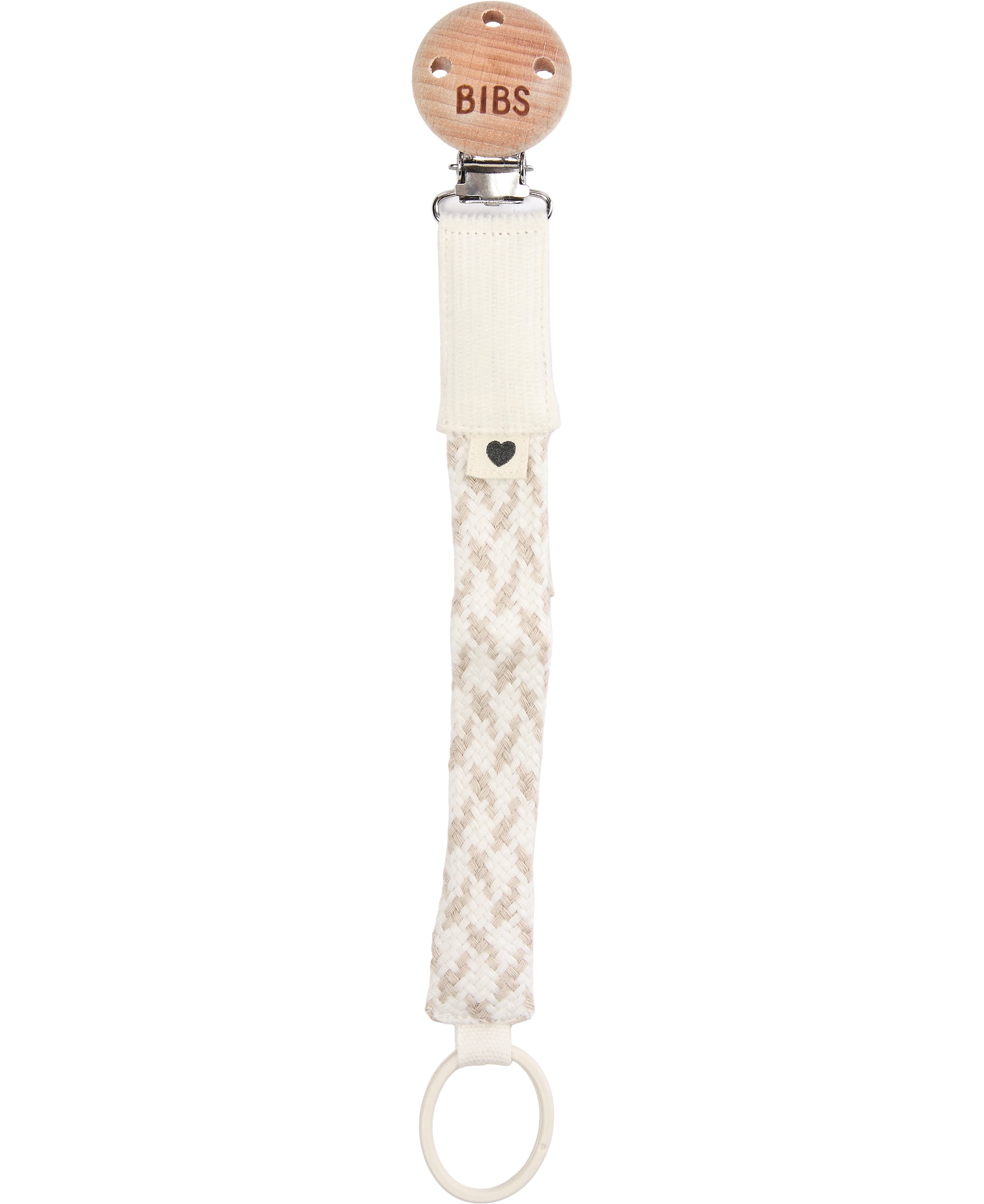 Bibs Pacifier Clip Braided Ivory/vanilla