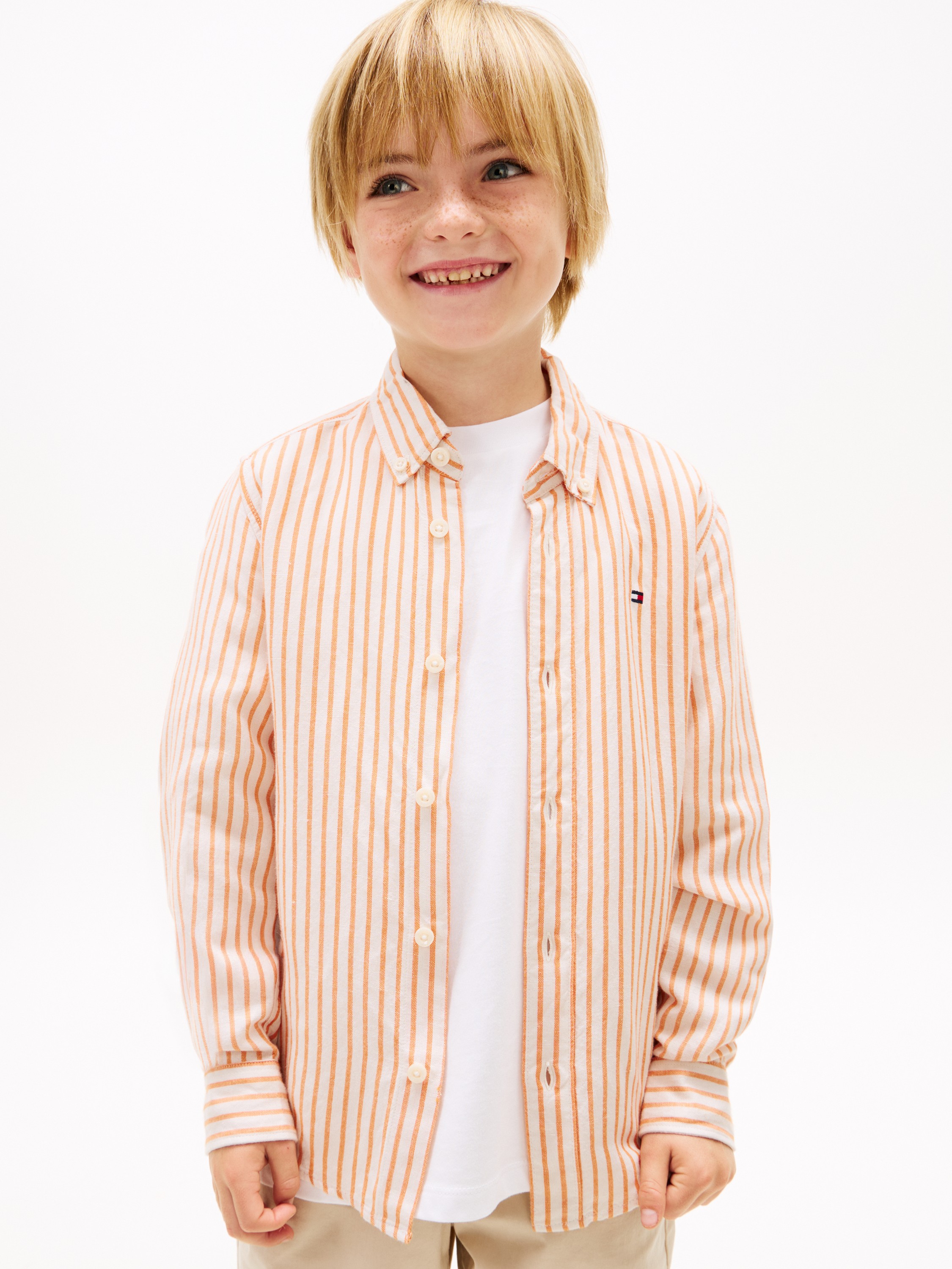 Stripe Linen Blend Buttondown Shirt