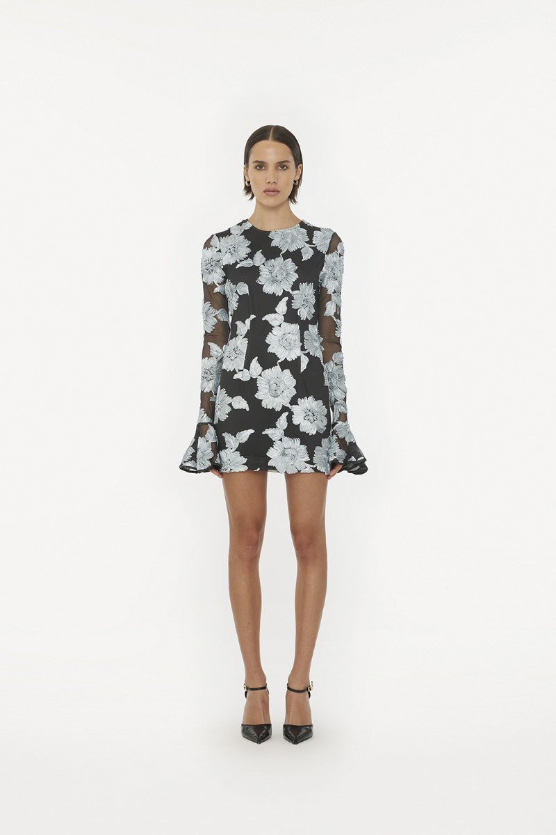 Flower Mesh Mini Dress