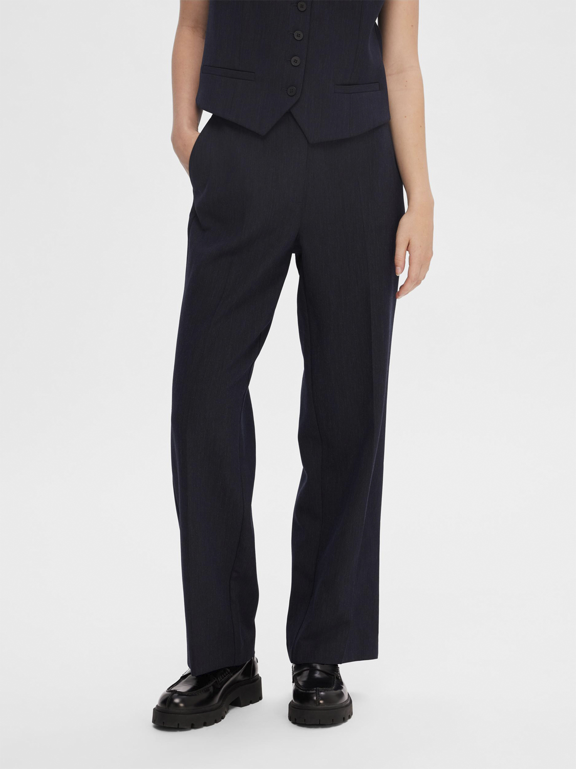 Slfrita MW Wide Pant Dark SAP MEL N