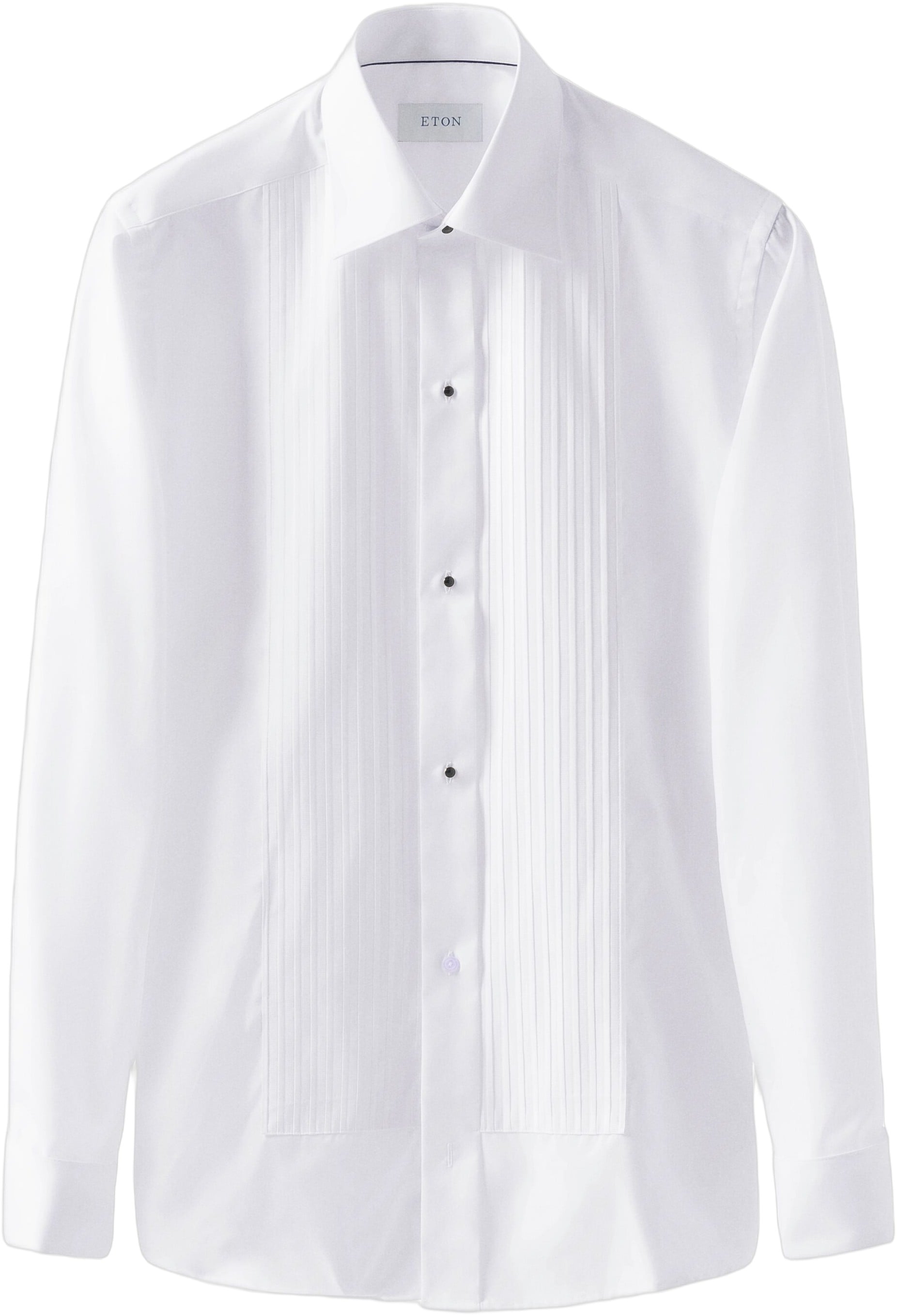 Contemporary Fit White PlissÃ© Black Tie Shirt