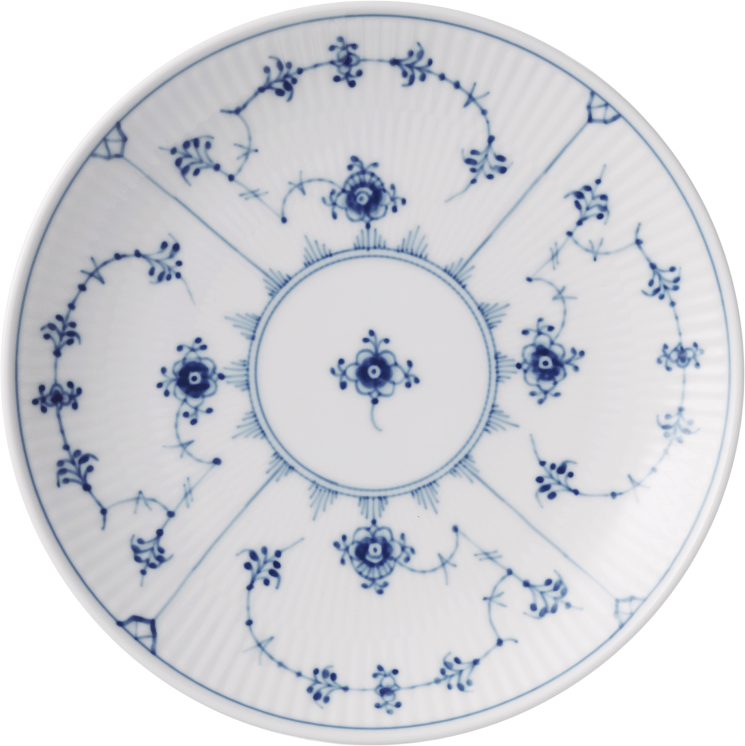 Musselmalet Riflet Tallerken Coupe 19 cm