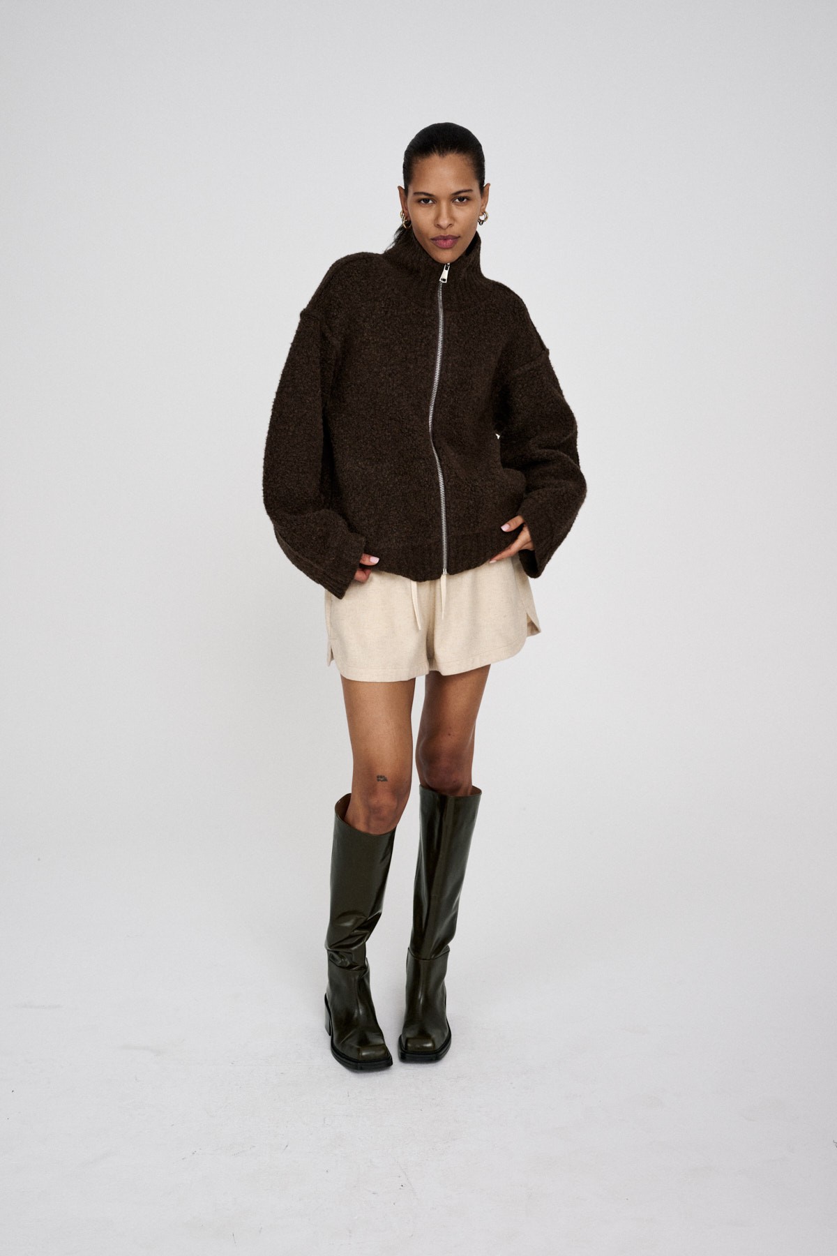 Sheep Knit High Collar Jacket Sig