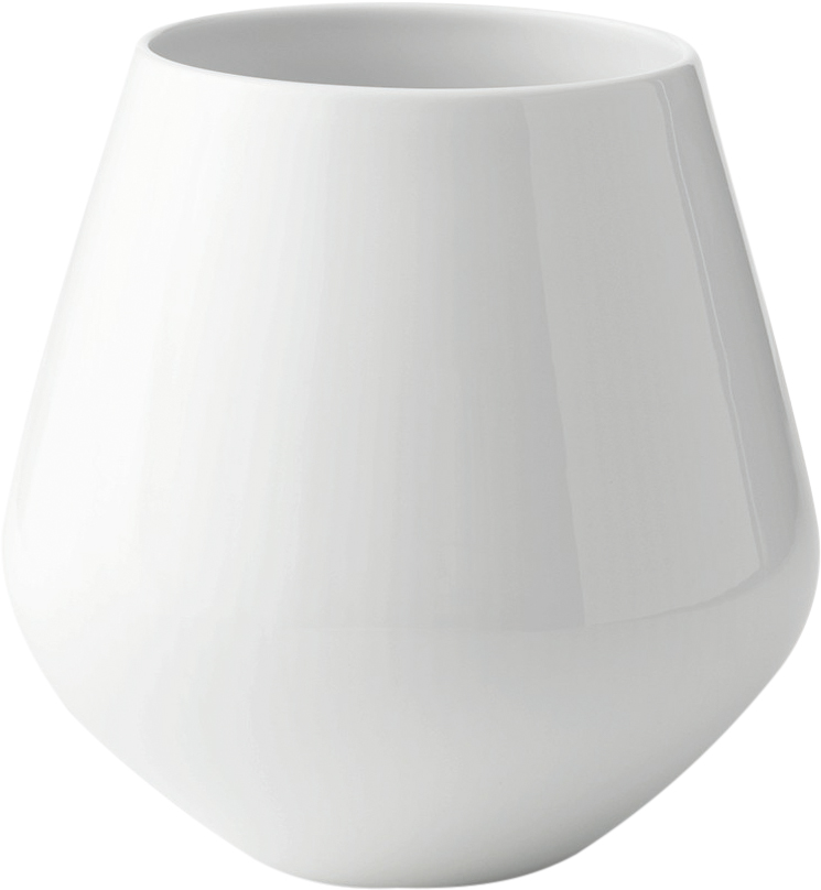 Hvid Riflet 20.5 cm. Vase Stor