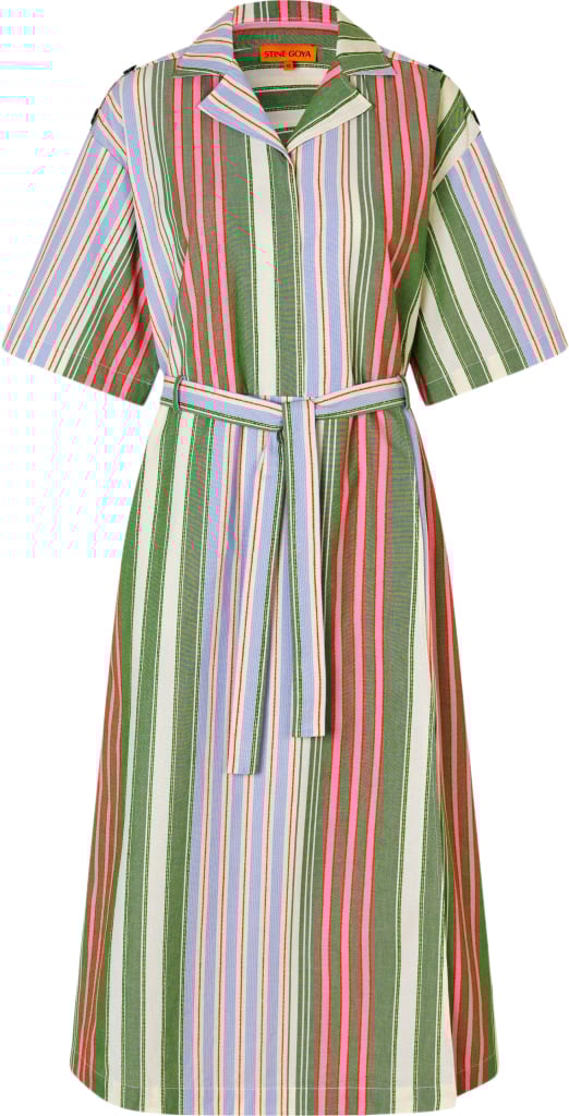 2363 Striped Cotton, Workwear Midi Dress